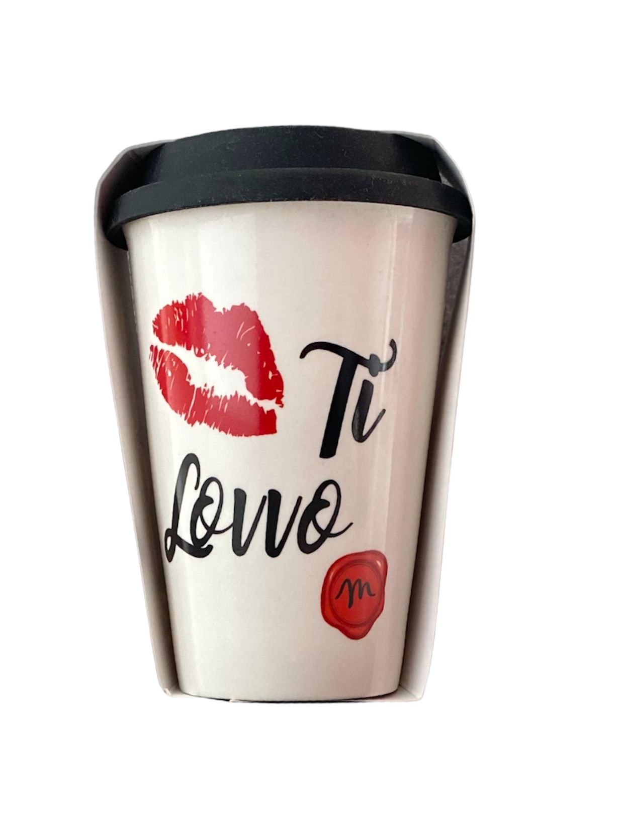 Bicchiere in porcellana con tappo silicone