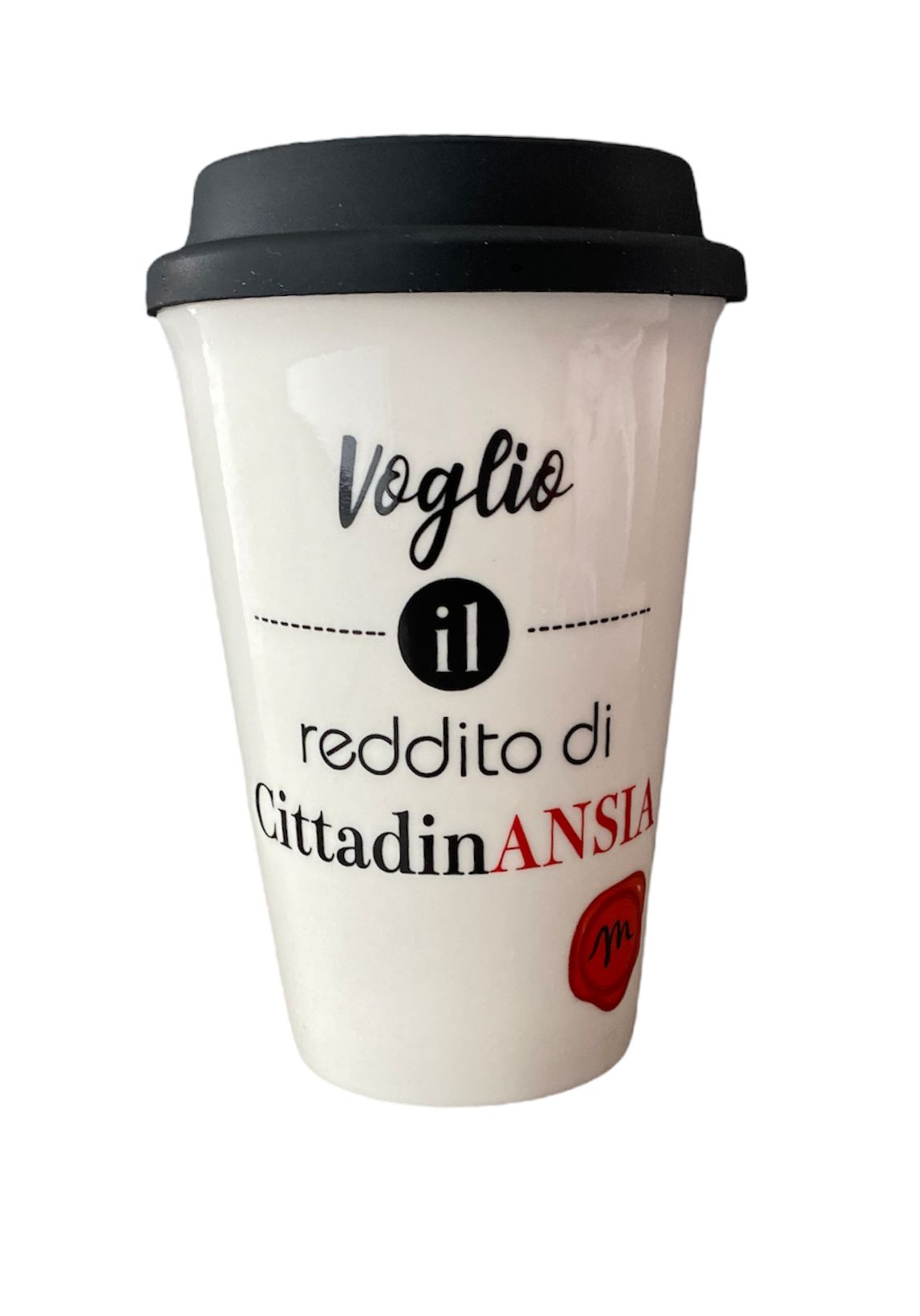 Bicchiere in porcellana con tappo silicone