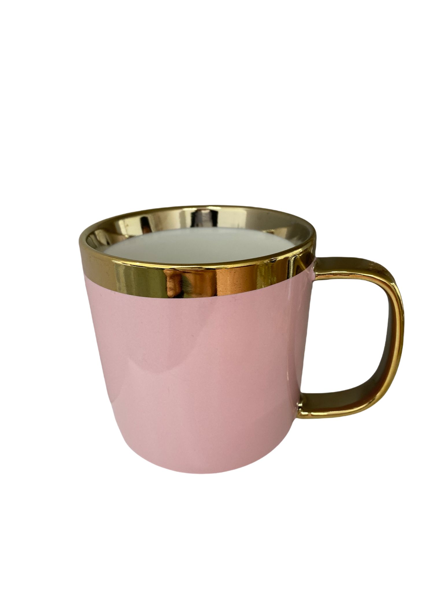 Tazza Mug rosa con bordo oro