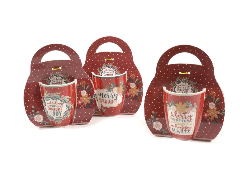 tazza Merry e Joy ceramica con confezione regalo